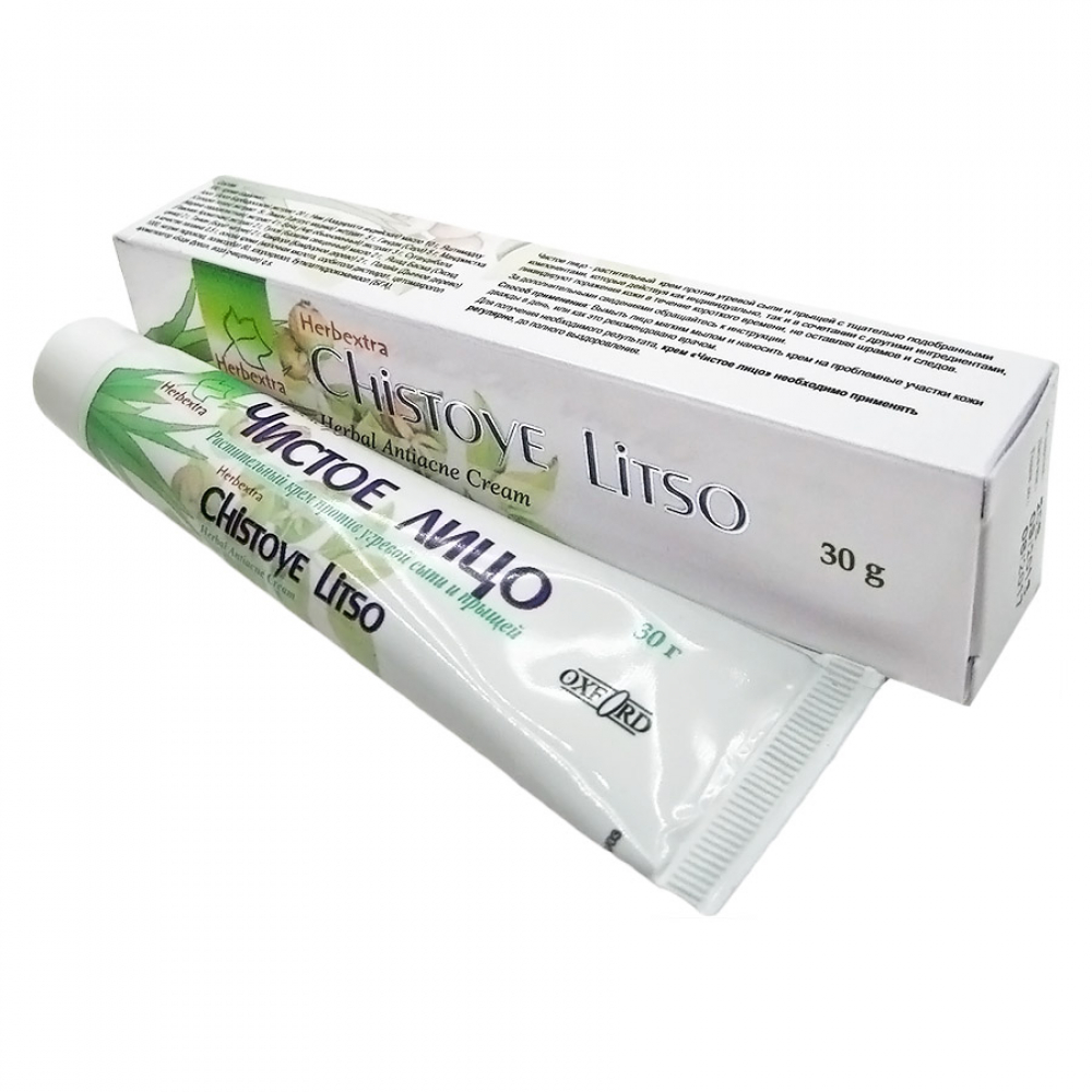 Крем Против Угревой Сыпи и Прыщей "Чистое Лицо" Oxford Herbextra Herbal Antiacne Cream Chistoe Litso 30г